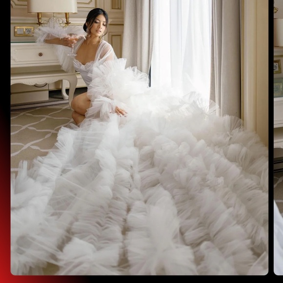 Kelsey Tulle Bridal White Robe Size Small - Picture 2 of 5